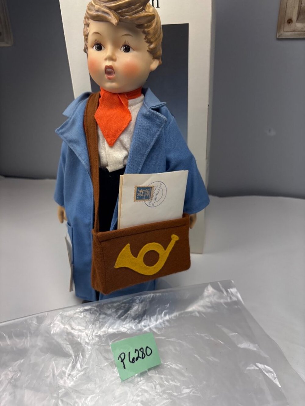 M.I. Hummel Postman Doll Porcelain Goebel Blue Outfit w/ Box Collectible 16" - Picture 15 of 16